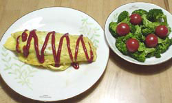 オムライスとプチトマト＆ブロッコリーのサラダ