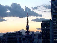  銀座から見た富士山と東京タワー