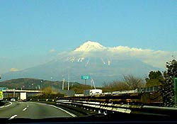 自動車の中から見た富士山